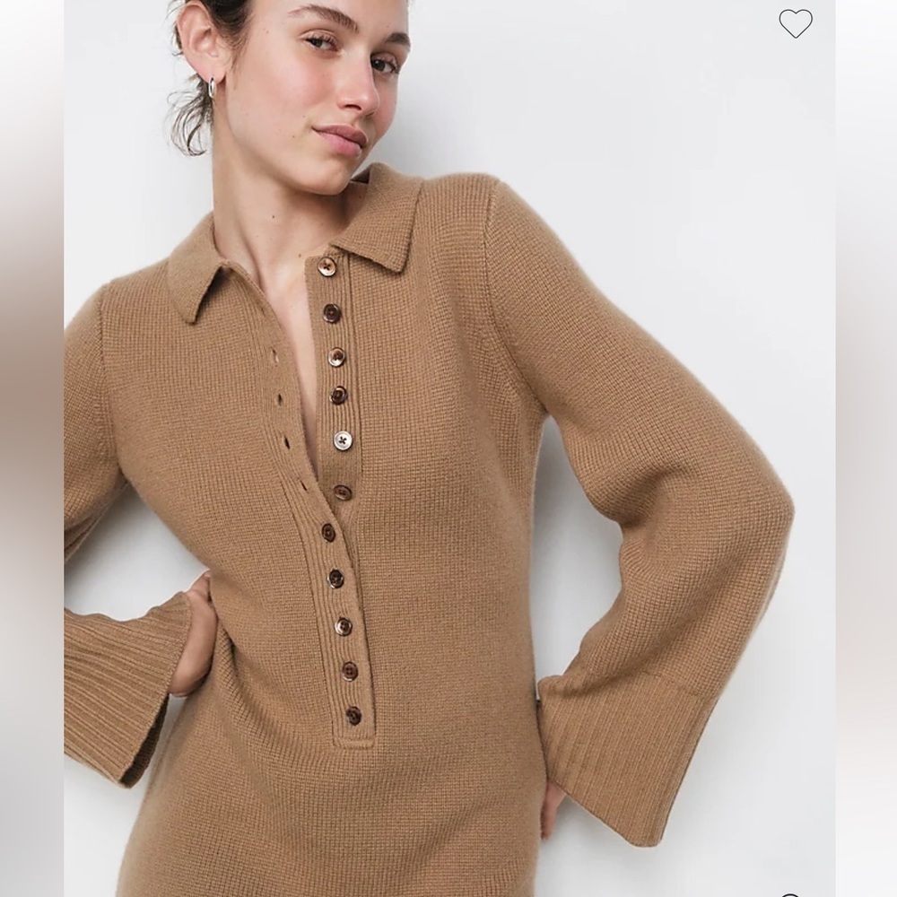 Jcrew Spring Street cashmere polo sweater-dress in Black, size L, NWT - Picture 5 of 10
